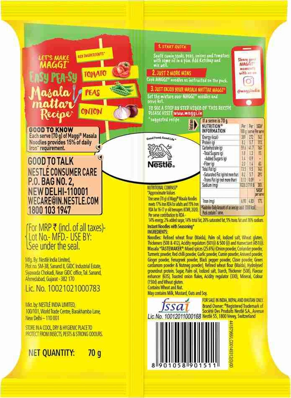 Maggi 2-Minutes Noodles , Easy To Make Instant - 70g