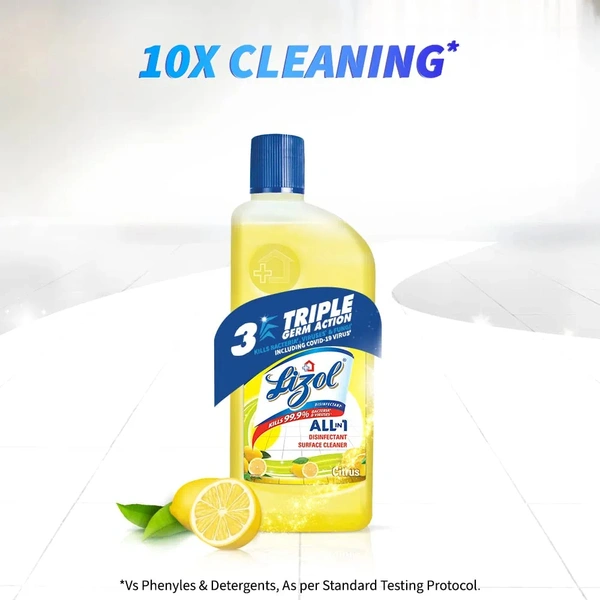 Lizol Disinfectant Surface & Floor Cleaner Liquid | Kills 99.9% Germs | Citrus - 200ml