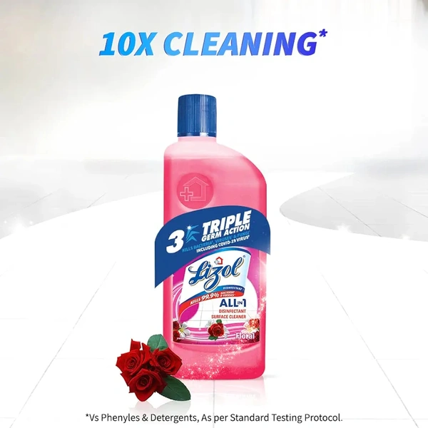 Lizol Disinfectant Surface & Floor Cleaner Liquid | Kills 99.9% Germs | Floral - 500ml