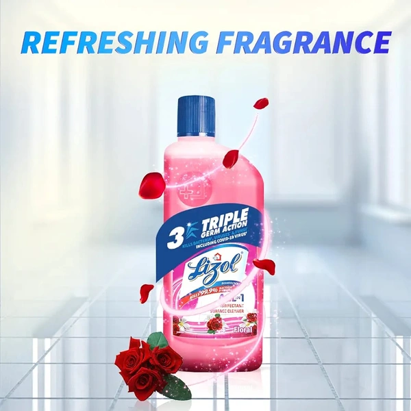 Lizol Disinfectant Surface & Floor Cleaner Liquid | Kills 99.9% Germs | Floral - 500ml