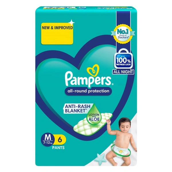 Pampers Medium Size M | 7-12kg | Diaper Pants - 6 Pants