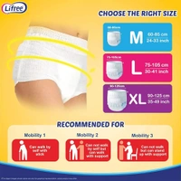 Lifree Extra Absorb| Adult Diaper Pants | Extra Large Size L2|35-49inch,90-125cm | For Men & Women - 2 Pants