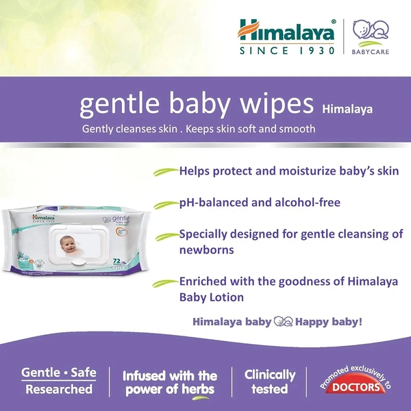 Himalaya Gentle Baby Wipes  - 72 Wipes