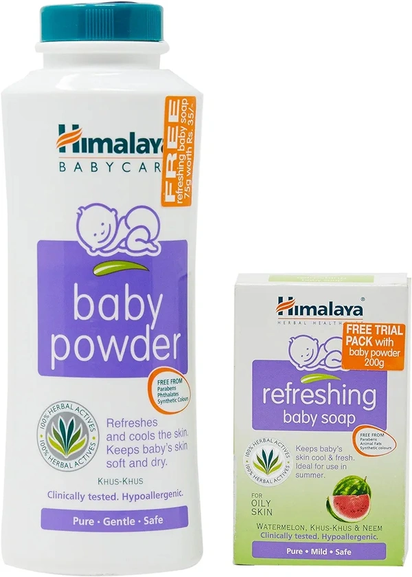 Himalaya Baby Powder With Free Refreshing Baby Soap 75g - 200g