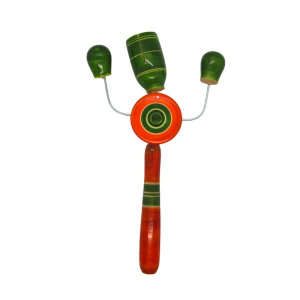 Wooden Handmade Non-Toxic Tik Tik Rattle For Kids and Infants Wooden Rattles - Free Size, 10x5x5