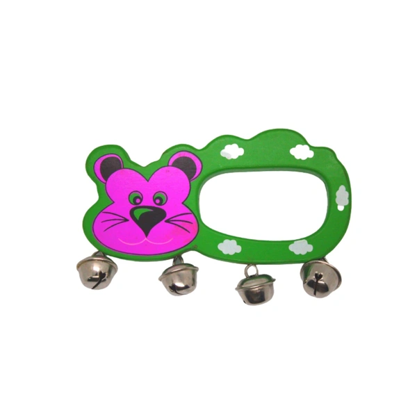 Baby Infant Animal Shaped Rattles With Bell Wooden Rattles Toy - Free Size