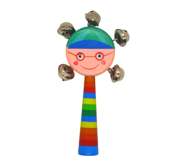 Wooden Handmade Face Rattle For Kids and Infants Wooden Non-Toxic Rattle - Free Size