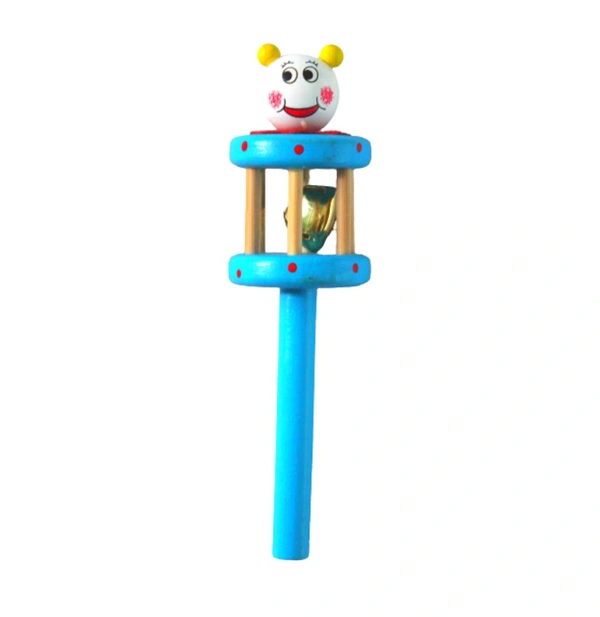 Cage Rattle Made By Wood and Non-Toxic Coloured Finished Toy For New Born Baby - Free Size, Java