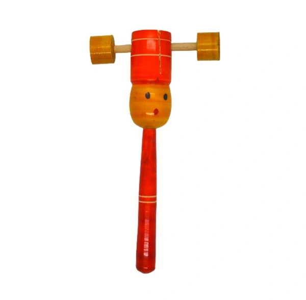 Handcrafted Wooden Head Rattle Toy For Kids and Infants Wooden Toys - Free Size, Guardsman Red