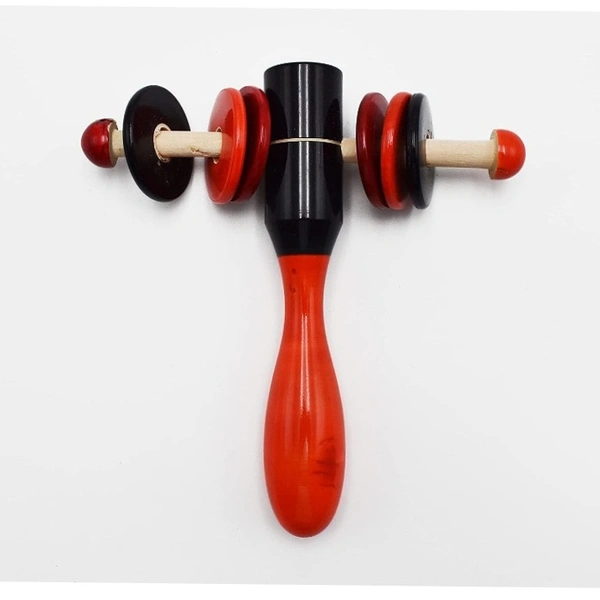 Wooden Handmade Plate Tik Tik Rattle For Kids and Infants Wooden Sound Musical Toys - Free Size