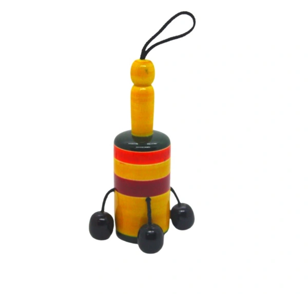 Wooden Bell Rattle Handmade Toy Pack of 1 For Just Born Babies - Free Size