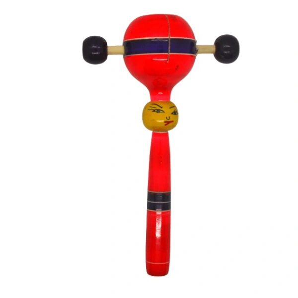 Wooden Handmade Whistle Tik Tik Rattle Eco Friendly Coloured Musical Toy Rattle For Infants - Free Size