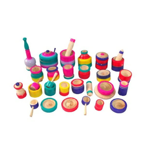 Eco Friendly Wooden Kids Toy Kitchen Set (Multicolour) and a Beautiful Cylinder and Gas Stove Combo - Free Size
