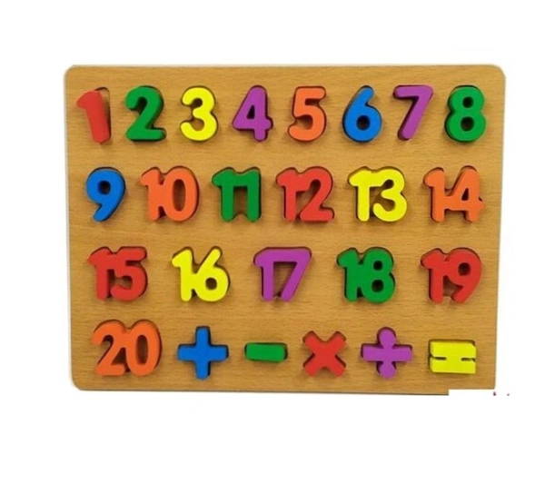 Wooden Number Puzzles Toys for Kids, Number Board Educational Learning Letters Puzzle Toy - 25 Pcs (Multicolor) - Free Size