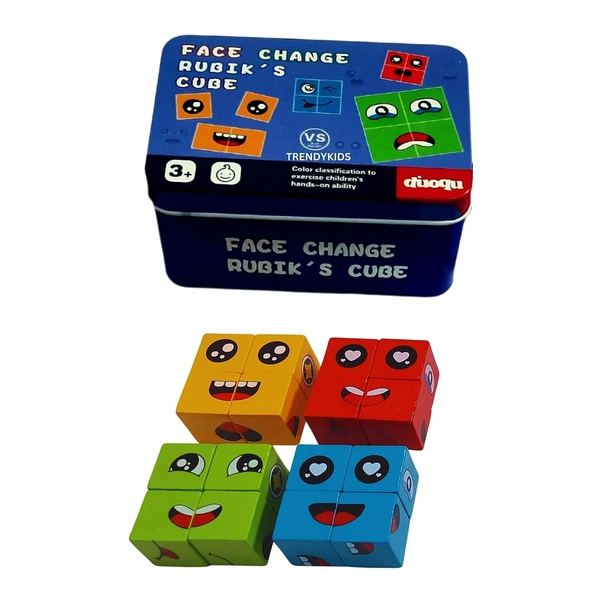 Wooden Emoji Cube face Changing Game for Kids | Expressions Matching Block Puzzle Toy, Preschool Educational Learning Activities Game for Boys,Girls,Adults etc. Age Above 3+ Years