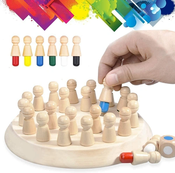 Wooden Memory Chess Board Game Educational Toys for 5 Years + Girls and Boys Memory Building Toys - Free Size, 20x20x10