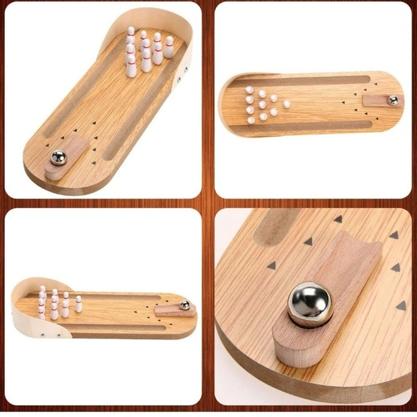 Mini Bowling Set, Wooden Tabletop Bowling Game Desk Toys Desktop Bowling Home Bowling Alleys Safe for Kids - Best Indoor Game Ages 3+ - Free Size, Matrix, 25x10x10