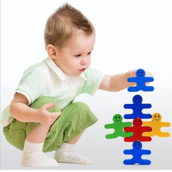 Wooden Balancing and Stacking Human Shape Puzzle Blocks Toy for Kids - 16 Pcs - Free Size, 10x10x10