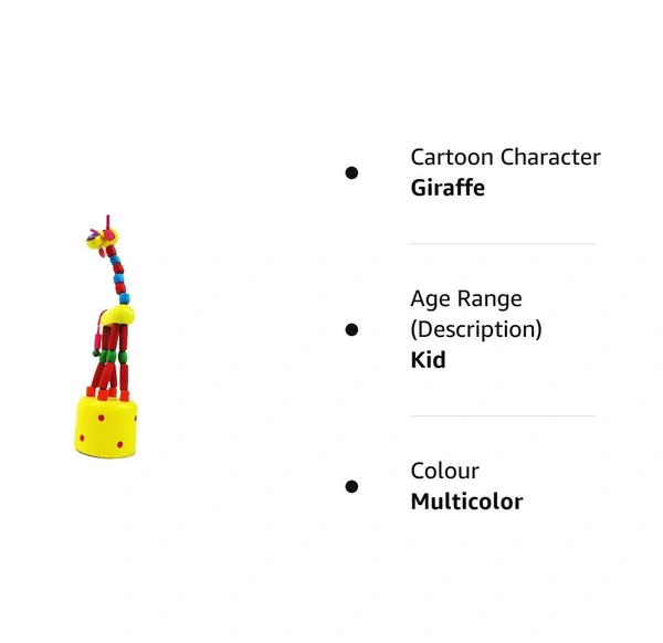 Handcrafted Dancing Giraffe Wooden Toys for Kids ( Multi Color ) Set of 1 - Free Size, 10x10x10