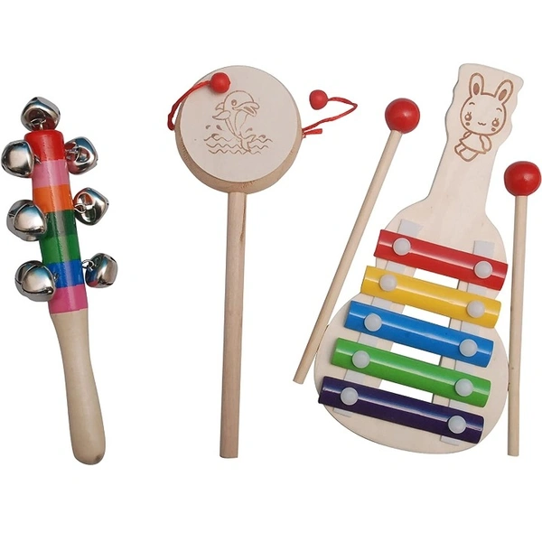 Wooden Handmade Rattles For Kids and New Born Babies Eco Friendly Musical Toys - Free Size, 10x10x10