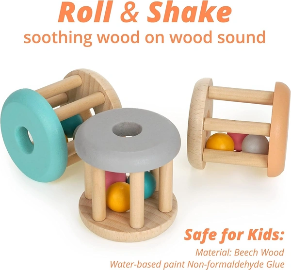 Wooden Cage Rattle For Kids and Infants Pack of 1pcs Handmade Wooden Toy For Just Born Baby - 10x10x10