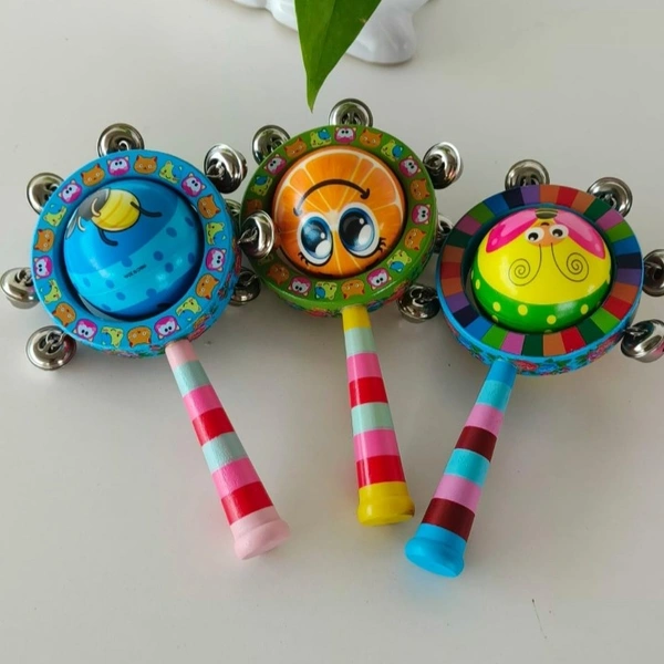 Wooden Jingle Bell Ball Rattle For New Born Babies Wooden Handmade Rattles - 10x10x10