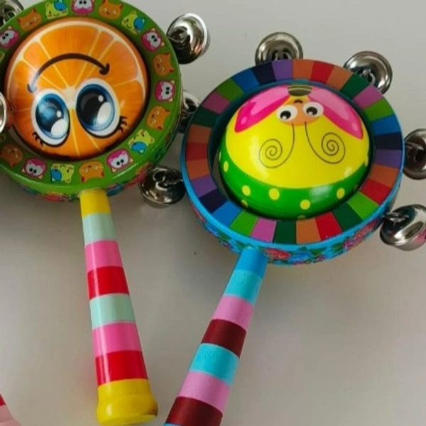 Wooden Jingle Bell Ball Rattle For New Born Babies Wooden Handmade Rattles - 10x10x10
