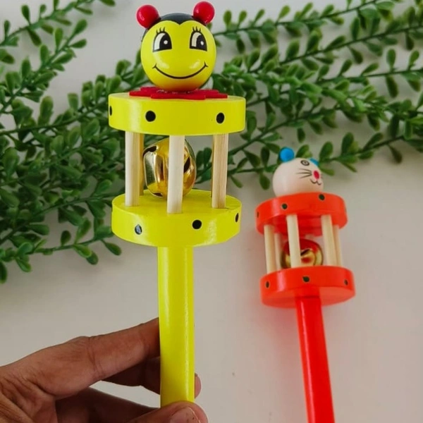 Wooden Handmade Cage Rattle For Infants Eco-Friendly Wooden Toys - 10x10x10
