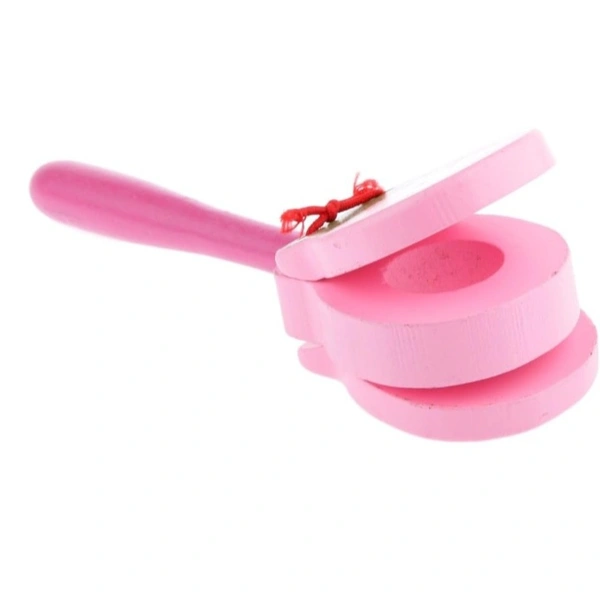 Natural Wooden Cartoon Long Handle Castanet Clapper Toy For Children Percussion Toy Pack of 1pcs - 10x10x10