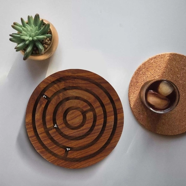 Wooden 6" Ball Board Game in a Maze Puzzle Toys Indoor Game Gift For Young Adults Toy - 10x10x10