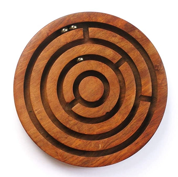 Wooden 6" Ball Board Game in a Maze Puzzle Toys Indoor Game Gift For Young Adults Toy - 10x10x10