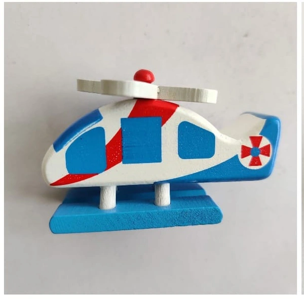Wooden Miniature Helicopter Pack of 3pcs Light Weighted Wooden Miniature Toys For Kids Entertainment Helicopter Toy - 10x10x10