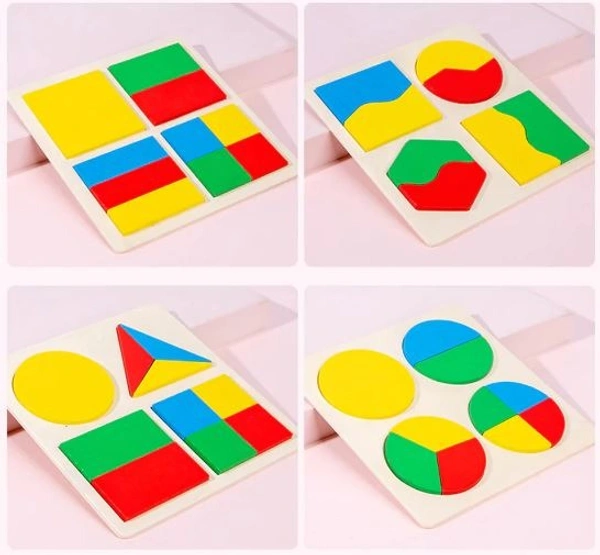 Pattern Blocks and Boards, Preschool Learning Education Toy Wooden Preschool Colorful Shape Puzzle for Early Educational Gift - 10x10x5