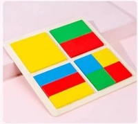 Pattern Blocks and Boards, Preschool Learning Education Toy Wooden Preschool Colorful Shape Puzzle for Early Educational Gift - 10x10x5