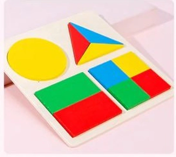 Pattern Blocks and Boards, Preschool Learning Education Toy Wooden Preschool Colorful Shape Puzzle for Early Educational Gift - 10x10x5