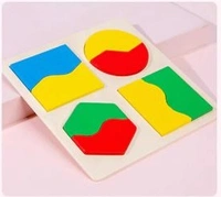 Pattern Blocks and Boards, Preschool Learning Education Toy Wooden Preschool Colorful Shape Puzzle for Early Educational Gift - 10x10x5