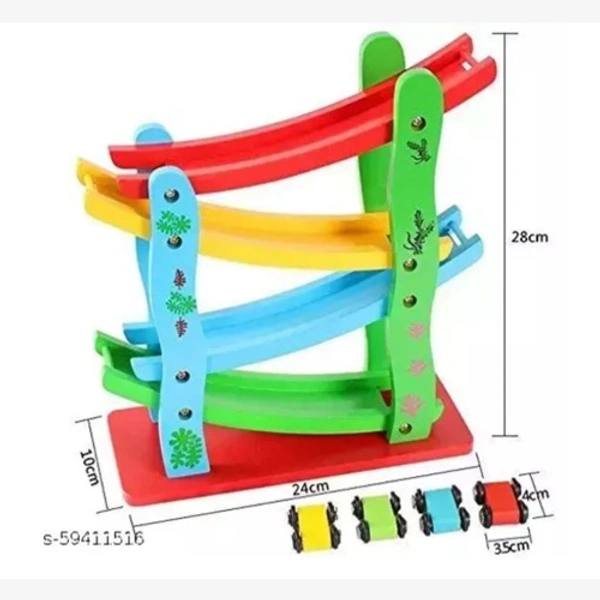 Wooden Car Ramps Race - 4 Level Toy Car Ramp Race Track Includes 4 Wooden Toy Cars - My First Baby Toys - Toddler Race Car Ramp Toy Set is A Great Gift for Boys and Girls - 15x20x20