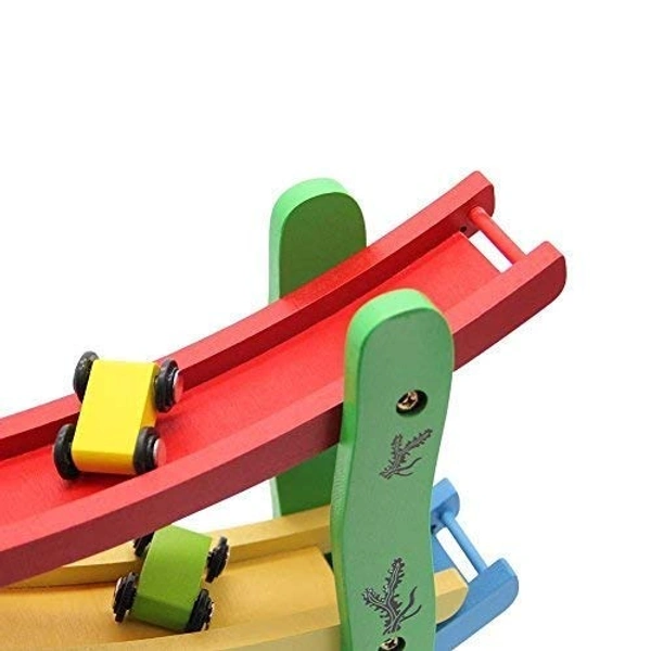 Wooden Car Ramps Race - 4 Level Toy Car Ramp Race Track Includes 4 Wooden Toy Cars - My First Baby Toys - Toddler Race Car Ramp Toy Set is A Great Gift for Boys and Girls - 15x20x20