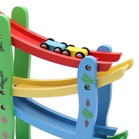Wooden Car Ramps Race - 4 Level Toy Car Ramp Race Track Includes 4 Wooden Toy Cars - My First Baby Toys - Toddler Race Car Ramp Toy Set is A Great Gift for Boys and Girls - 15x20x20