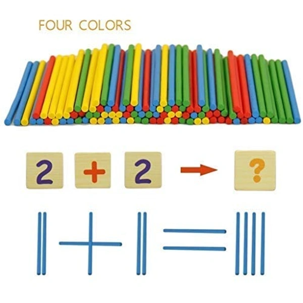 Wooden 2 in 1 Multi Functional Digital Computing Learning Blocks Box with Writing Board ,Sticks, Chalks,Clock Educational Toy for Kids Numbers Learning Toy for Boys, Girls & Children - 20x20x5