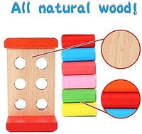 Pounding Bench Wooden Toy with Mallet, hammering Punch and Drop Instruments (Hammer Bench), 6 Peg Toy Pounding Bench Hammering Toy Set - 10x15x10