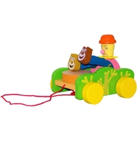 Wooden Drum Musical Pull Along Toy, Baby Early Walking Pull Toy, Rope Toy for Babies, Walking Toy Vehicle for Babies Wood, Multi Color (Pack of 1) (Joker) - 10x10x10