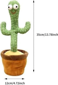 Cactus Talking Toy Dancing Cactus Repeats What You Say,Electronic Plush Toy with Lighting,Singing Cactus, Singing Cactus Toy (120 Cheery Songs Included) - 10x15x10
