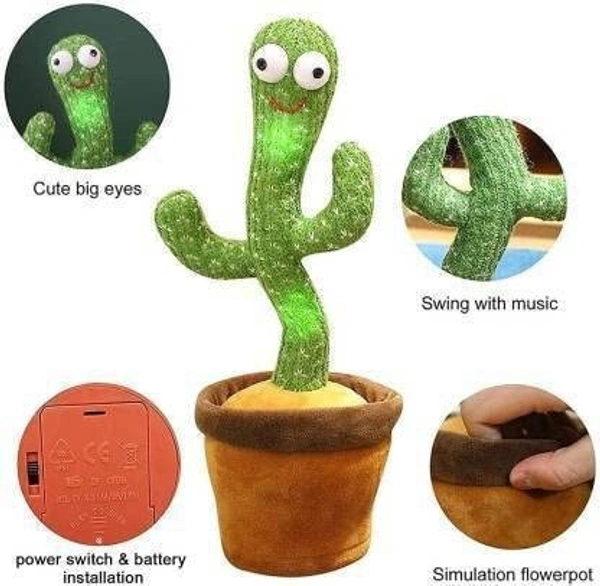 Cactus Talking Toy Dancing Cactus Repeats What You Say,Electronic Plush Toy with Lighting,Singing Cactus, Singing Cactus Toy (120 Cheery Songs Included) - 10x15x10