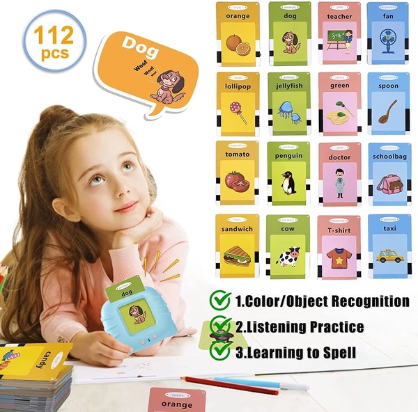 Talking Baby Flash Cards Educational Toys for 2 3 4 Years Old, Learning Resource Electronic Interactive Toys for 2-4 Year Old Boys Girls Toddlers Kids Birthday Gifts Ages 2 3 4 5 - 10x10x10
