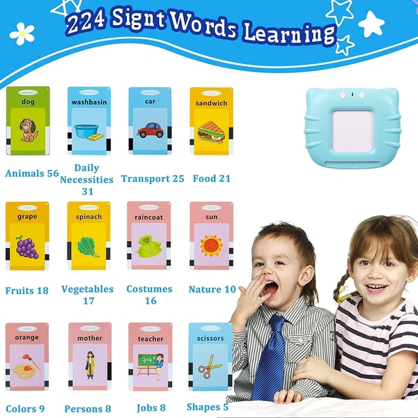Talking Baby Flash Cards Educational Toys for 2 3 4 Years Old, Learning Resource Electronic Interactive Toys for 2-4 Year Old Boys Girls Toddlers Kids Birthday Gifts Ages 2 3 4 5 - 10x10x10