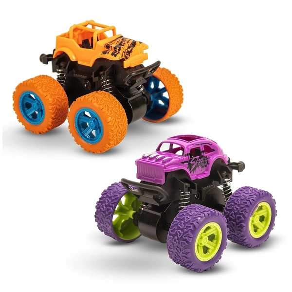 Monster Truck for Boys 3 4 5 6 7 Year Old,Push and Go Friction Powered Car Toys, Double-Directions Inertia Pull Back Vehicle Set, Birthday Party Gift for Kids - 10x10x10