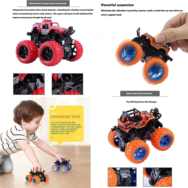 Monster Truck for Boys 3 4 5 6 7 Year Old,Push and Go Friction Powered Car Toys, Double-Directions Inertia Pull Back Vehicle Set, Birthday Party Gift for Kids - 10x10x10