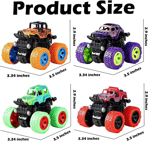 Monster Truck for Boys 3 4 5 6 7 Year Old,Push and Go Friction Powered Car Toys, Double-Directions Inertia Pull Back Vehicle Set, Birthday Party Gift for Kids - 10x10x10