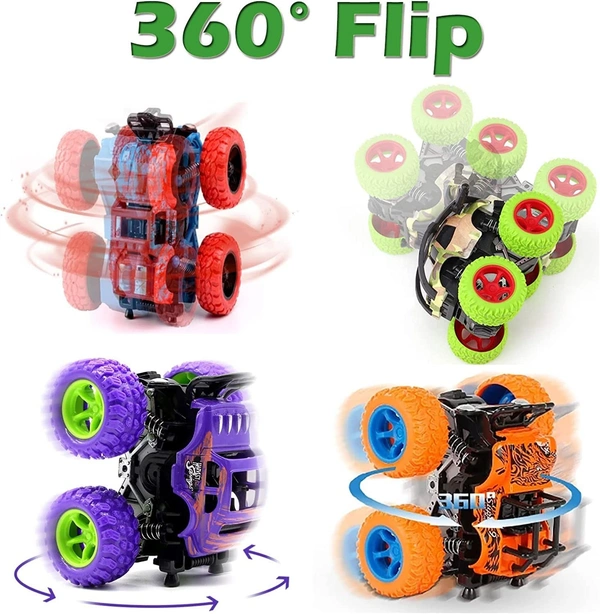 Monster Truck for Boys 3 4 5 6 7 Year Old,Push and Go Friction Powered Car Toys, Double-Directions Inertia Pull Back Vehicle Set, Birthday Party Gift for Kids - 10x10x10
